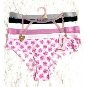 Juicy Couture No Panty Lines Underwear 5 Pack Pink Floral Black White Panties
